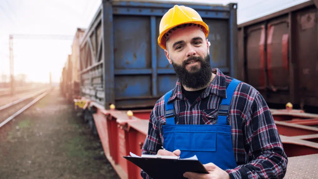 Trainee Train Assistant working on a locomotive